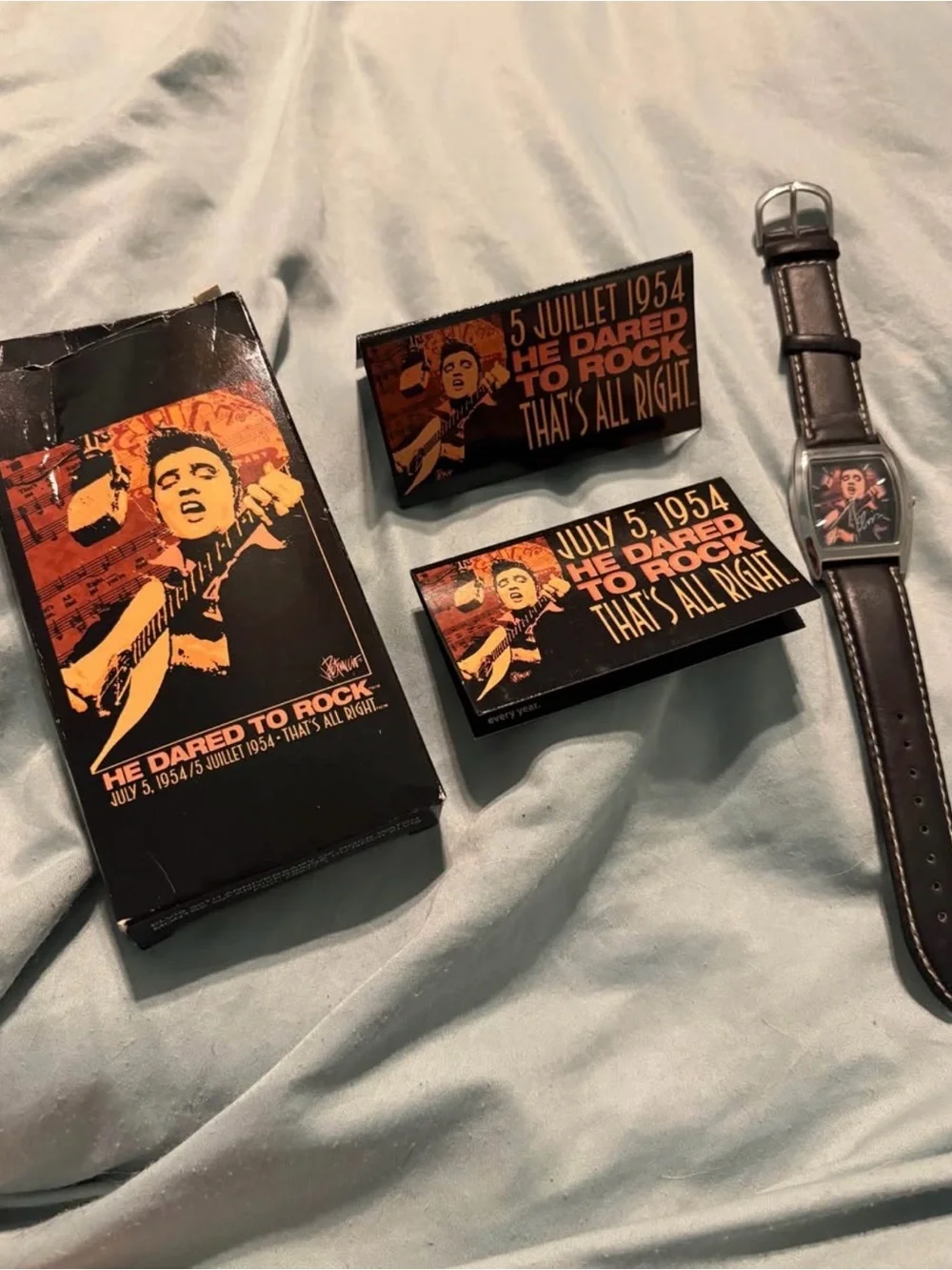 Elvis “He Dared to Rock” Black Leather Strap Watch- Great Collectible!